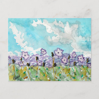 Lavender Flowers & Clouds Vykort