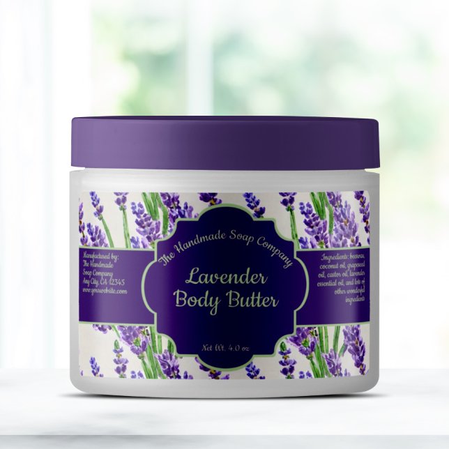 Lavender Flowers Cosmetics Burk-etikett Fraktsedel (Skapare uppladdad)