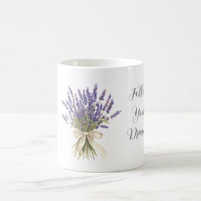 Lavender Flowers Cream Bow Kaffemugg (Center)