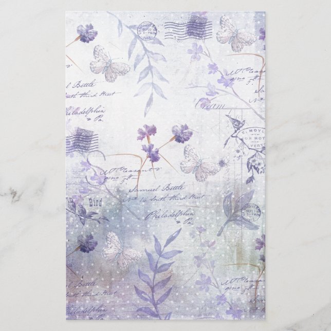 Lavender Flowers Decoupage Brevpapper (Framsida)