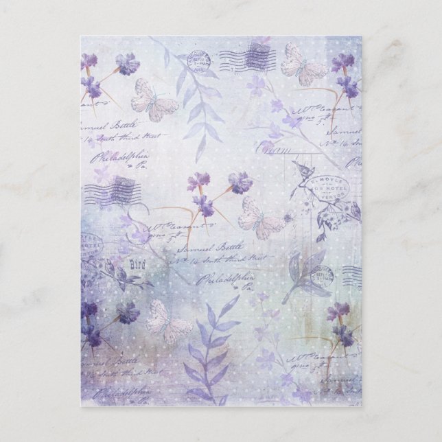 Lavender Flowers Decoupage Vykort (Framsida)