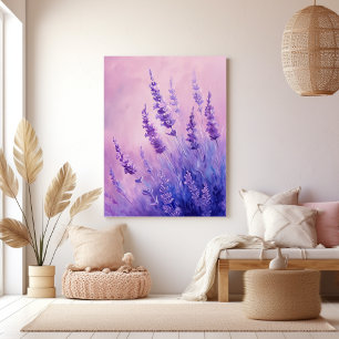 Lavender Flowers Fält Illustration Canvastryck