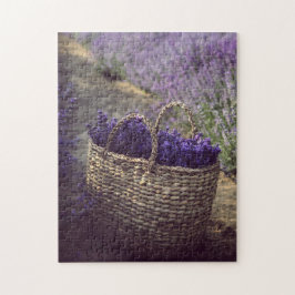 Lavender Flowers Fält med Fullt Bag Flowers Pussel