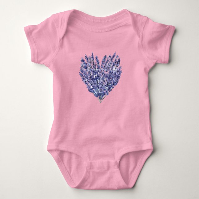 Lavender Flowers Heart T Shirt (Framsida)