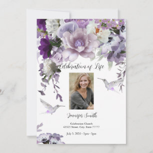 Lavender Flowers Hummingbird-inbjudan Inbjudningar