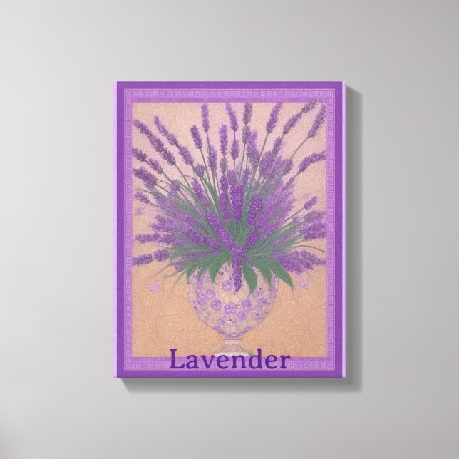 Lavender Flowers in Urn AI Art Stretch Canvas (Framsida)