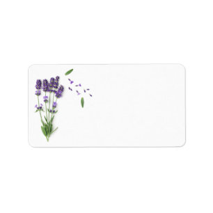Lavender Flowers isolerat på vit bakgrund Adressetikett