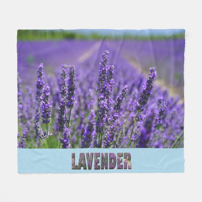 Lavender Flowers Lila Blommigt Fleecefilt (Framsidan (Horisontell))