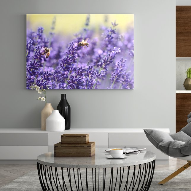Lavender Flowers och Bees Canvastryck (Skapare uppladdad)