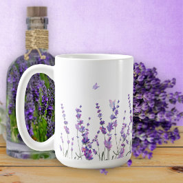 Lavender Flowers och Butterflies Coffee Mugg