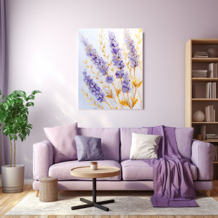 Lavender Flowers och Golden Lövs Canvastryck