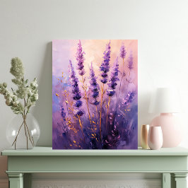 Lavender Flowers Oil-Painting Porträtt Canvastryck