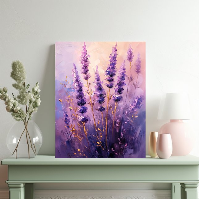 Lavender Flowers Oil-Painting Porträtt Canvastryck (Skapare uppladdad)