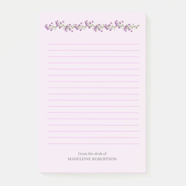 Lavender Flowers Personlig med Namn Post-it N (Framsida)