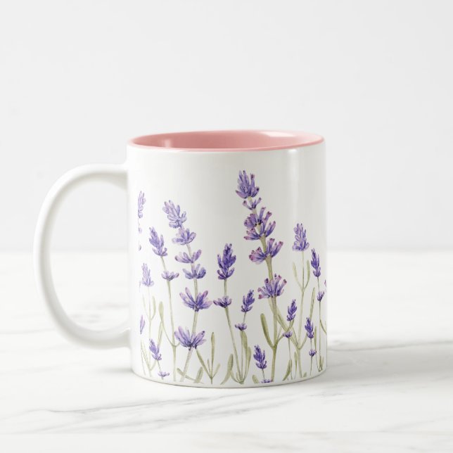 Lavender Flowers Två-Tonad Mugg (Vänster)