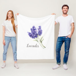 Lavender Flowers Watercolor Fleecefilt