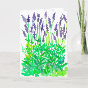 Lavender Flowers Watercolor Grattis på födelsedage Kort