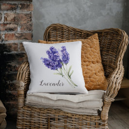 Lavender Flowers Watercolor Kudde