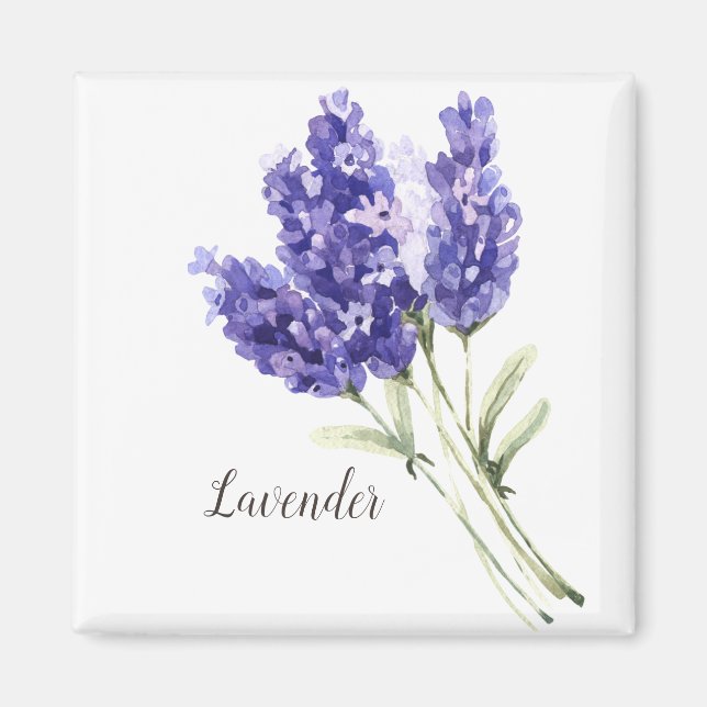 Lavender Flowers Watercolor Magnet (Framsidan)