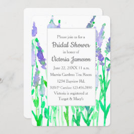 Lavender Flowers Watercolor Möhippa Inbjudningar