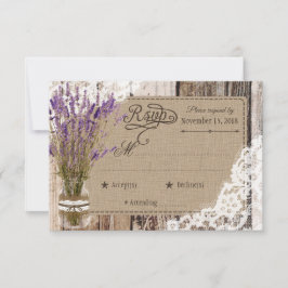 Lavender Flowers Wood Snöre Rustic OSA kort