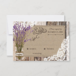 Lavender Flowers Wood Snöre Rustic OSA kort