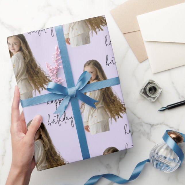 Lavender Fog & Anpassningsbar Birthday text och fo Presentpapper (Gifting)