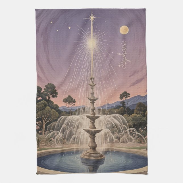 Lavender Fontän Lullaby Personlig Kökshandduk (Vertikal)