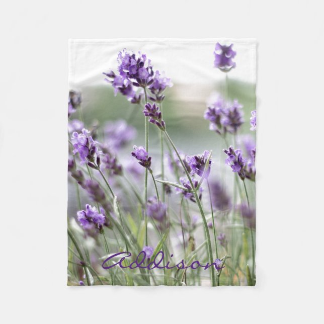 Lavender fotopapper med Namn Fleecefilt (Framsidan)