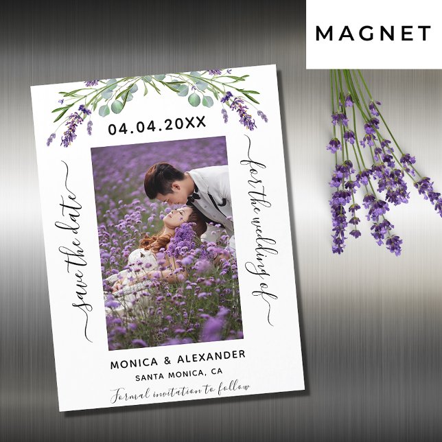 Lavender fotot bröllop spara datum magnet (Skapare uppladdad)