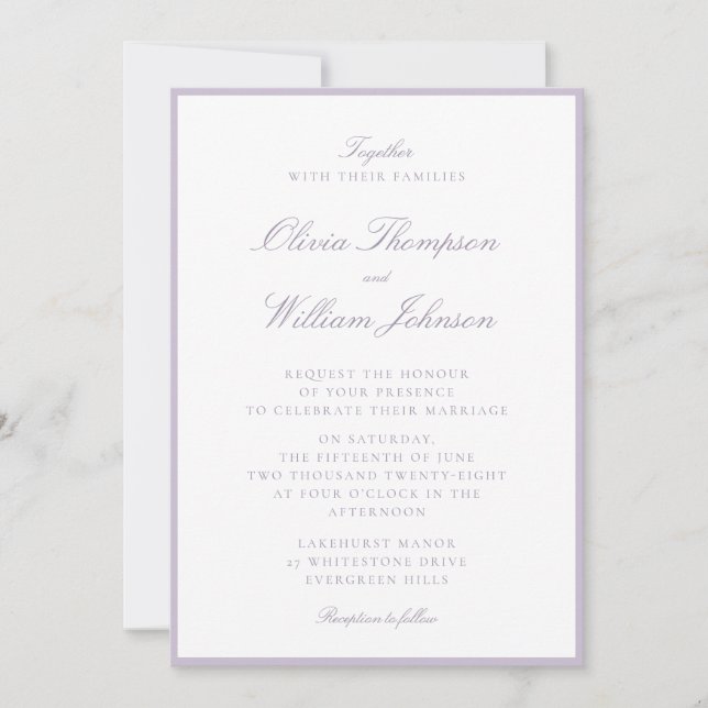 Lavender Framed Wedding Invitation Inbjudningar (Framsida)