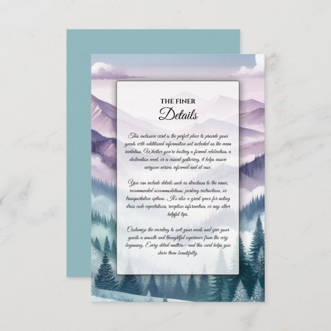 Lavender Frost i Alpine Mist Bröllop Tilläggskort (Fram/baksida)