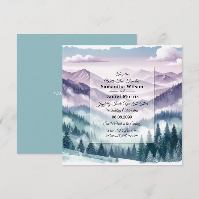 Lavender Frost in the Alpine Mist Wedding Inbjudningar (Fram/baksida)
