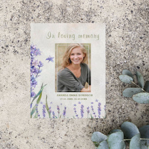 Lavender Funeral Firande Loving Memory Inbjudan