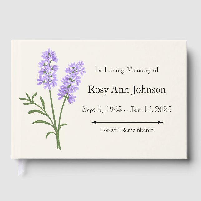 Lavender Funeral Guest Bok - in Loving Memory (Framsida)