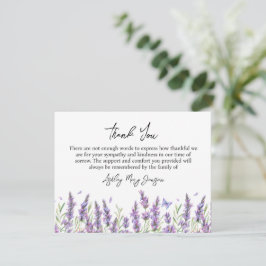 Lavender Funeral Thank You Card Bereavement Tack Kort
