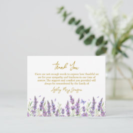Lavender Funeral Thank You Card Bereavement Tack Kort