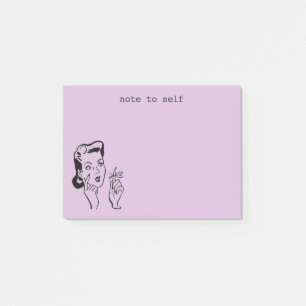 Lavender Funny Retro Housefrus Anmärkning till Sel Post-it Block