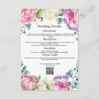 Lavender Garden Romantic Floral Wedding Details QR Tilläggskort