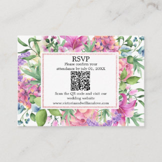 Lavender Garden Romantic Watercolor Floral Respons Tilläggskort
