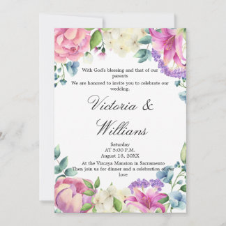 Lavender Garden Romantic Watercolor Floral Wedding Inbjudningar