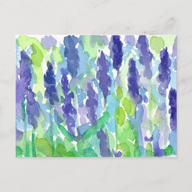 Lavender Garden Watercolor Painting Vykort (Framsida)