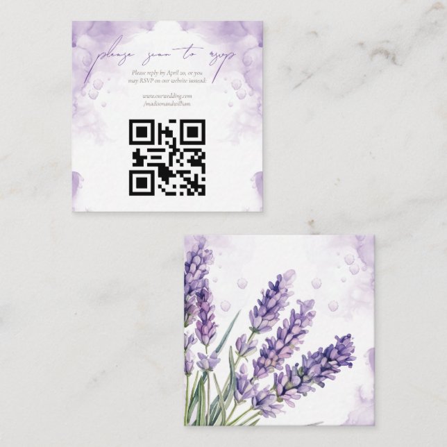 Lavender Garden Wedding QR Code Osa Tilläggskort (Fram/baksida)