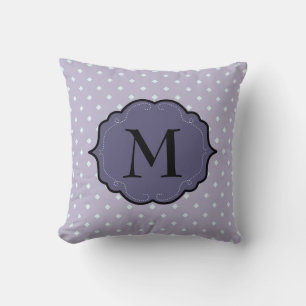 Lavender Geometric Dots Lila Monogram-banderoll Kudde