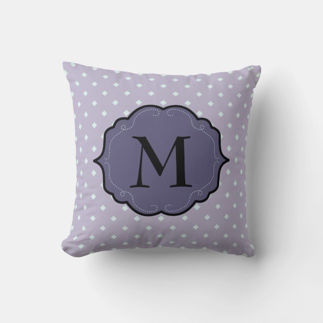 Lavender Geometric Dots Lila Monogram-banderoll Kudde (Framsida)