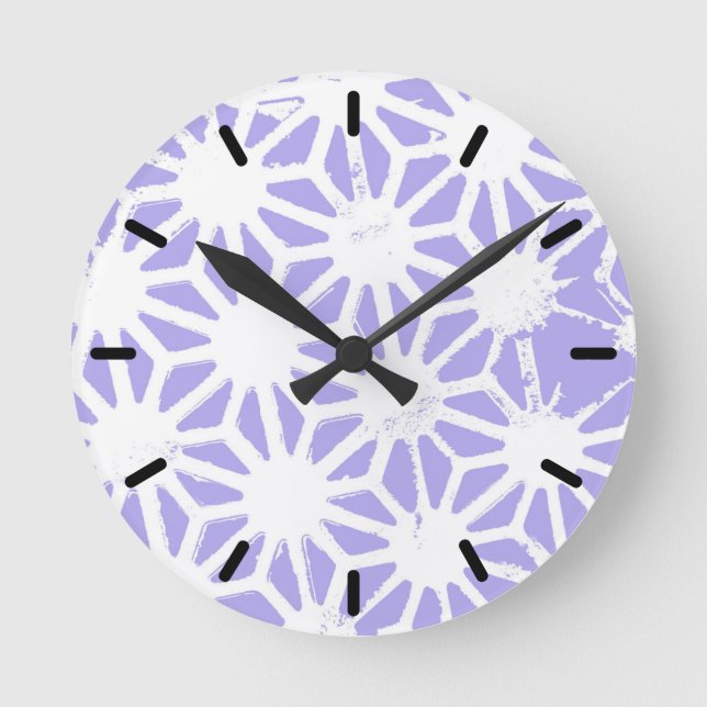 Lavender geometric mönster rund klocka (Framsida)
