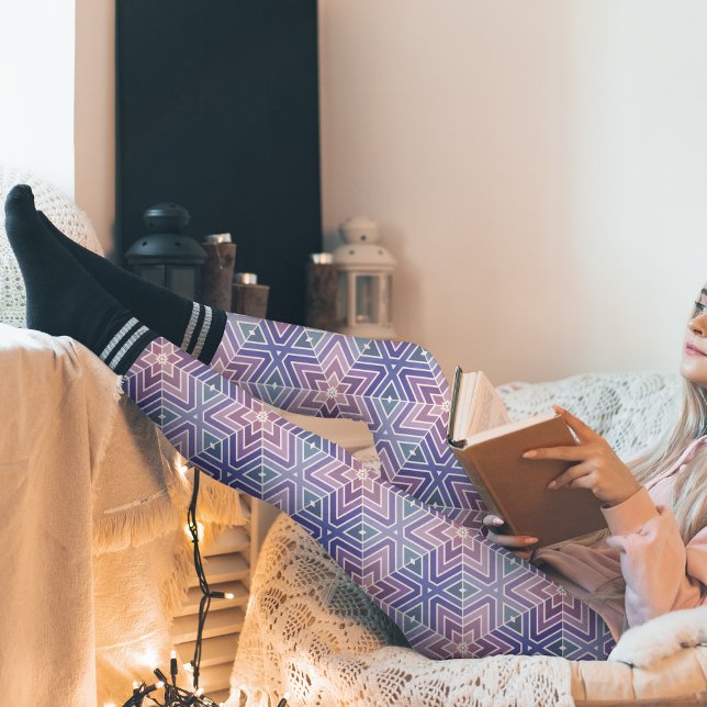 Lavender Geometric Star Maze Mönster Leggings (Lavender Geometric Pattern Leggings)