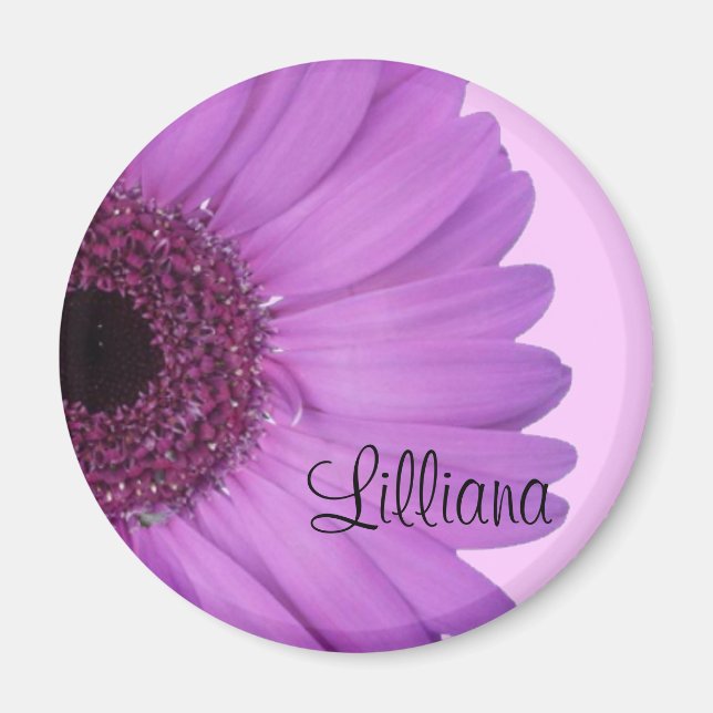 Lavender Gerbera Daisy Round Magnet (Framsidan)