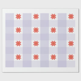 Lavender Gingham Floral Pattern Wrapping Paper Presentpapper