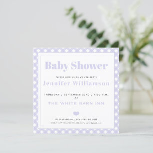 Lavender Gingham Mönster Baby Shower-inbjudan Inbjudningar